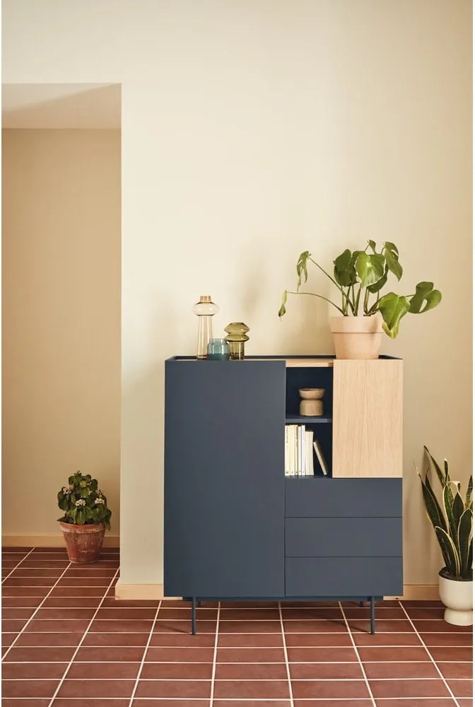 Vysoká komoda v dekore duba v antracitovo-prírodnej farbe 100x120 cm Otto – Teulat