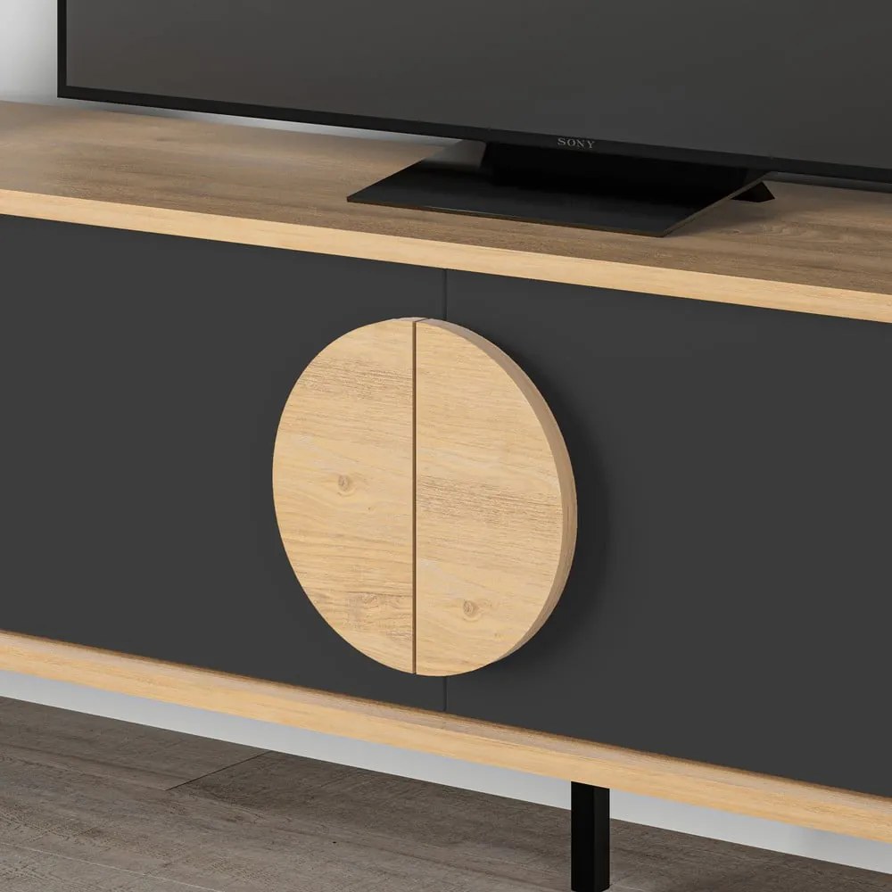 TV stolík v dekore duba v čierno-prírodnej farbe 180x51 cm Vae – Marckeric