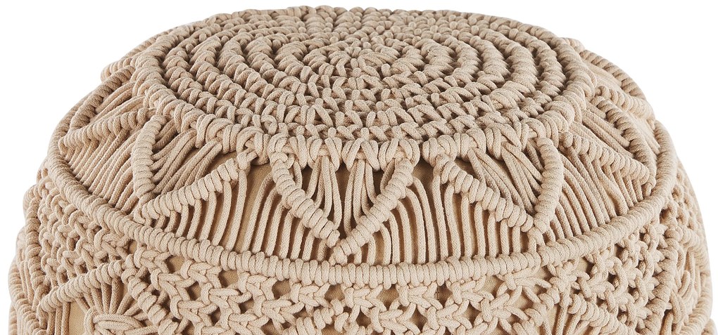 Bavlnená makramé taburetka ⌀ 40 cm béžová KAYSERI Beliani