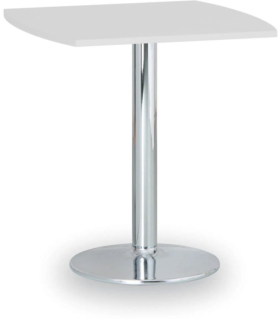 Konferenčný stolík FILIP II, 66x66 cm, chrómovaná podnož, biela