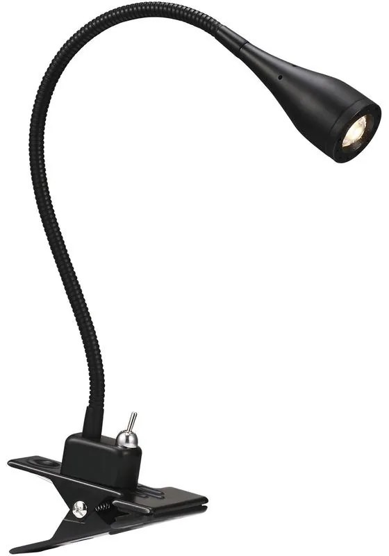 NORDLUX Stolná LED lampa MENTO s klipom, 2,52 W, teplá biela, čierna