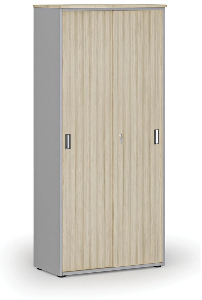 Skriňa so zasúvacími dverami PRIMO GRAY, 1781 x 800 x 420 mm, sivá/dub prírodný