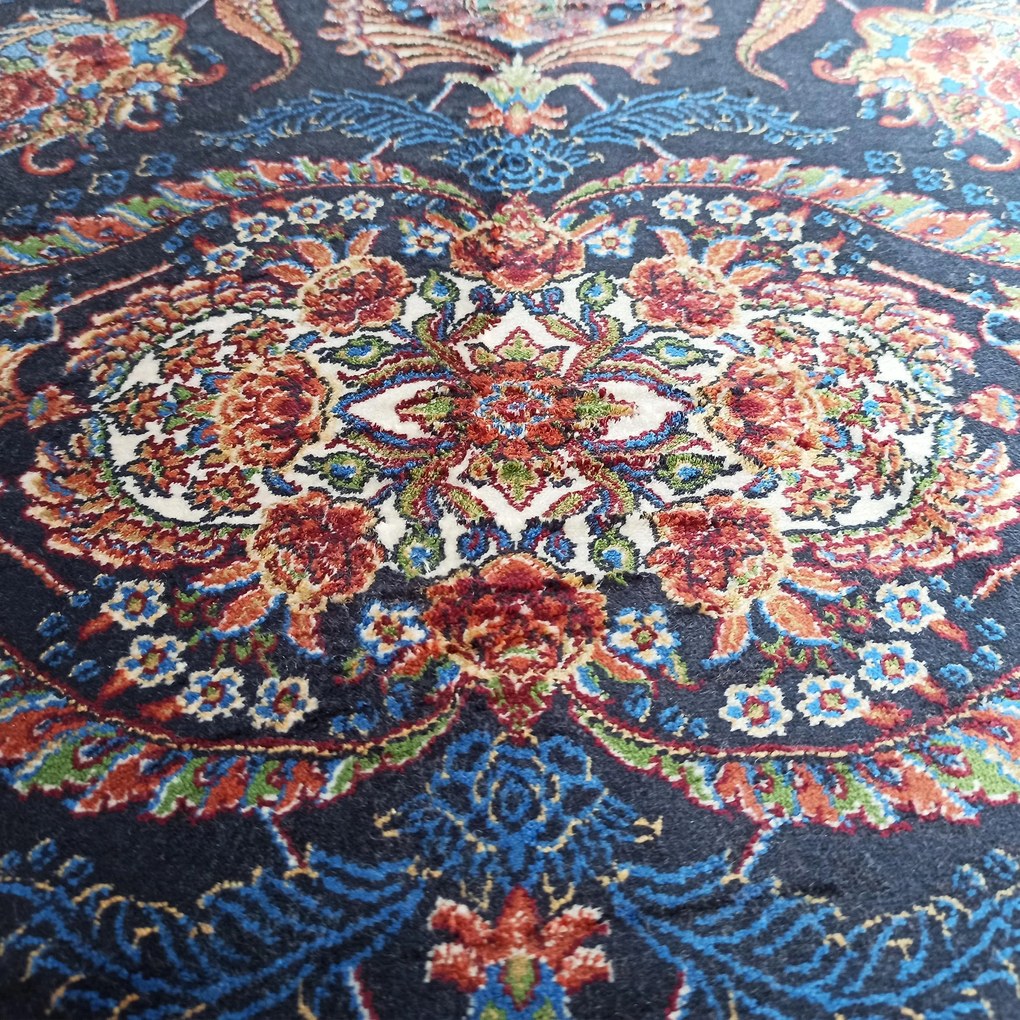 DY Hodvábny exkluzívny koberec Qum Silk 08 - modrá Rozmer: 200x300 cm