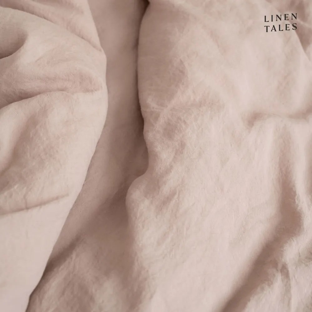 Svetlohnedá ľanová obliečka na vankúš s riaseným lemom Linen Tales, 50 x 60 cm