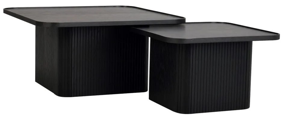 Čierny konferenčný stolík z dubového dreva Rowico Sullivan, 80 x 80 cm