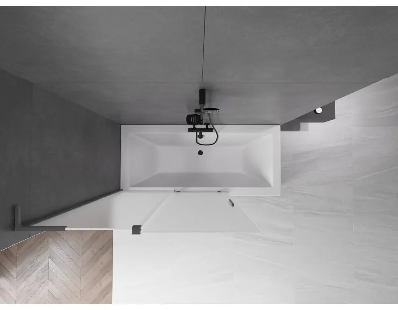 Mexen Velar L, 2-krídlová posuvná vaňová zástena 120 x 150 cm, 8mm sklo námraza, grafitová, 896-120-003-31-95