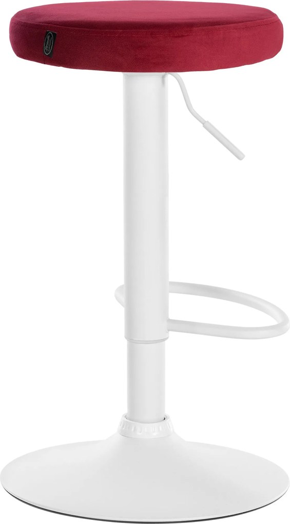 Barová stolička Ponte - zamat, biely rám - Červená