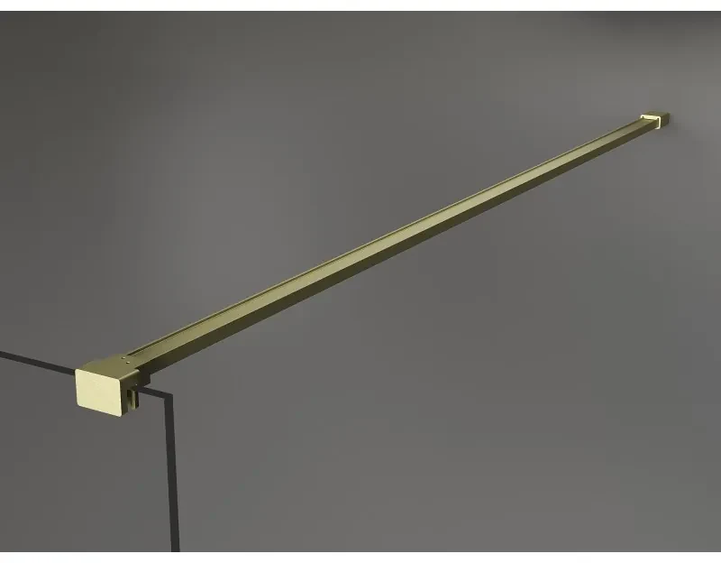 Mexen Kioto, sprchová zástena Walk-In 110 x 200 cm, 8mm sklo čierny vzor, zlatý matný profil, 800-110-002-55-77