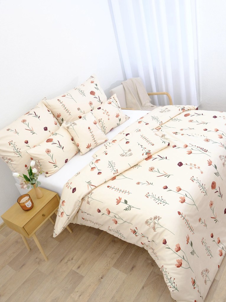 Francúzske saténové obliečky - Vlčie maky béžové