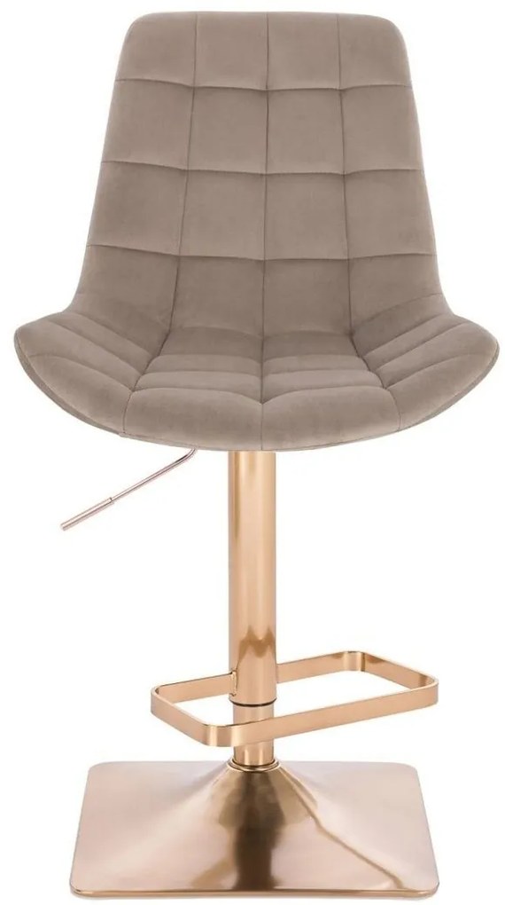 LuxuryForm DESIGN Barová stolička PARIS VELUR na zlatej hranatej podstave - latte