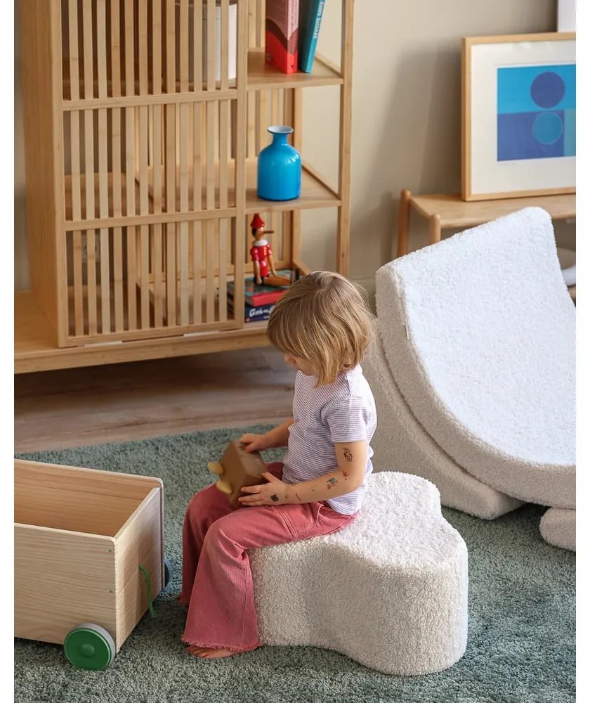 Krémový detský puf z textílie buklé Cloud – Wigiwama