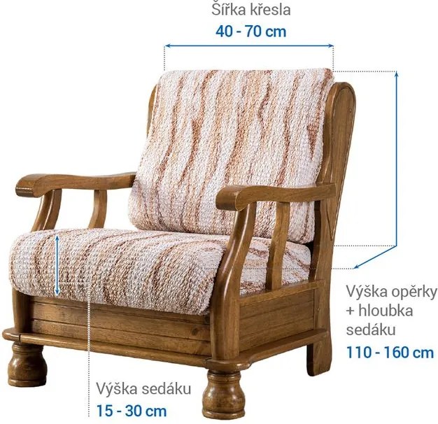 Bielastické poťahy OCEANO NOVÉ béžové kreslo s drevenými rúčkami (š. 40 - 70 cm)