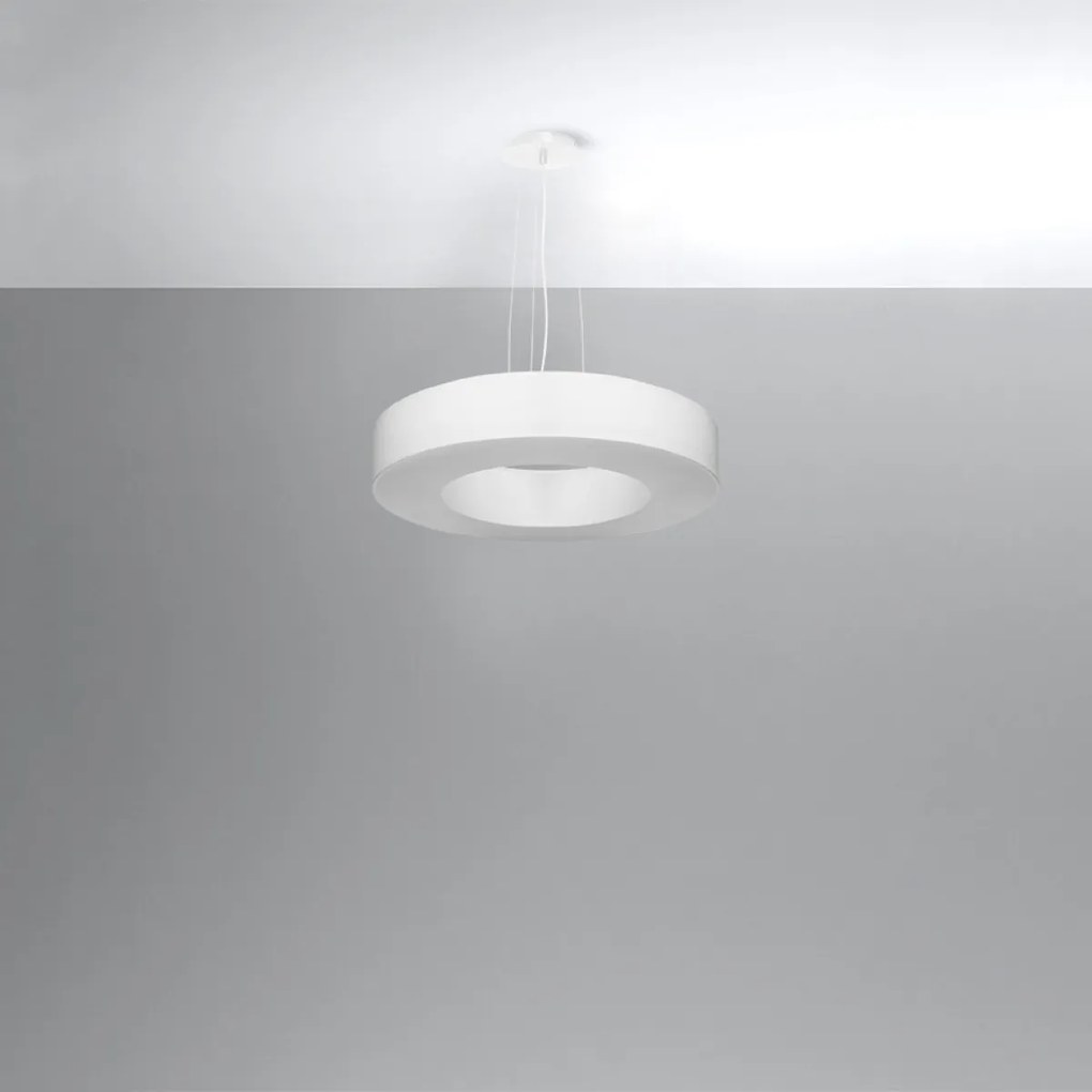 Závesné svietidlo Saturno Slim, 1x biele textilné tienidlo, (biely plast), (fi 50 cm)