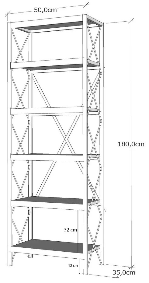 Dizajnový regál Jaimin 180 cm borovica atlantská