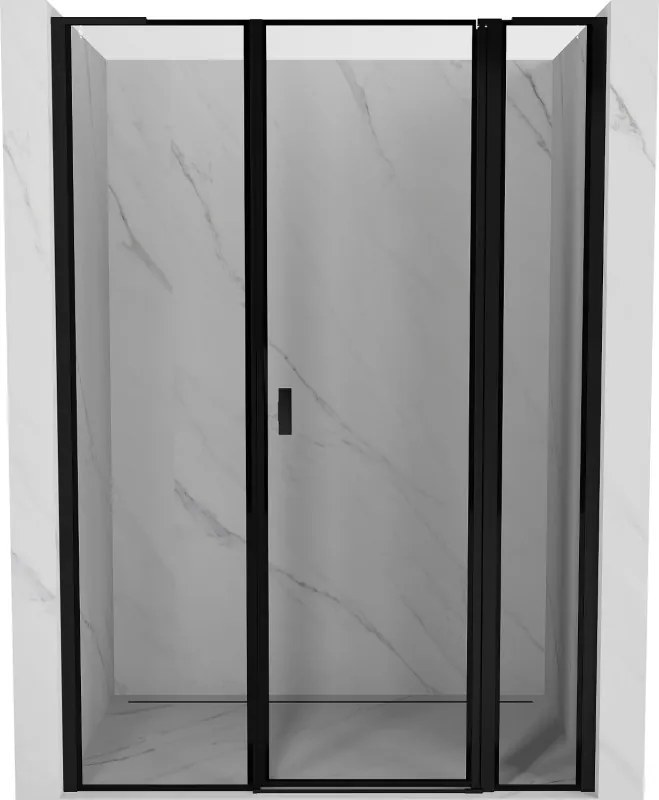 Mexen, Mexen Mist L Otočné pravé sprchové dvere 145 cm, čierny rám - 8A4L-145-001-70-70-P
