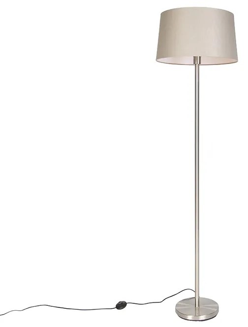Moderná stojaca lampa oceľ s tienidlom taupe 45 cm - Simplo