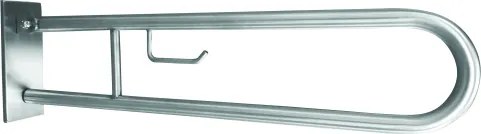Bemeta Design HELP: Madlo, 850 mm, v tvare U, s držiakom TP, sklopné, s krytkou, nerez, mat - 301407322