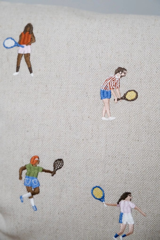 Fine Little Day Ľanový poťah na vankúš Tennis Embroidered 48 x 48 cm
