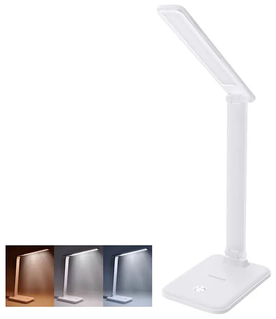 Solight WO64-W Stolná lampička LED 10W, 3000/4500/6000K, 490lm, IP20, biela, stmievateľná