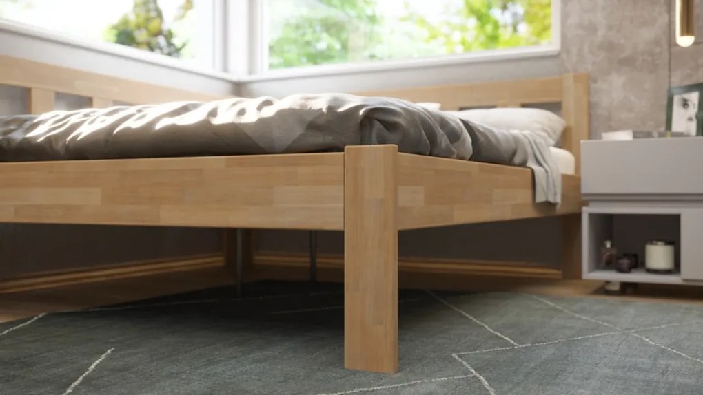 Rohová posteľ so zástenou vľavo Tema L 180x200 cm, prírodný buk