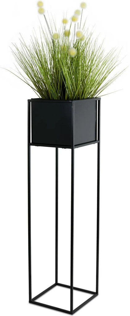 KOVOVÝ KVETINÁČ SO STOJANOM PLAIN 90X24 CM ČIERNA