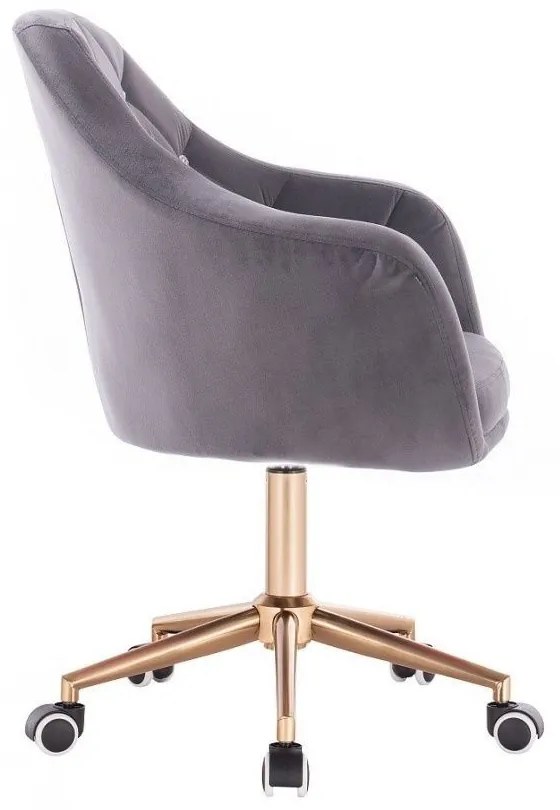 LuxuryForm DESIGN Kreslo ROMA VELUR na zlatej podstave s kolieskami - tmavo šedé