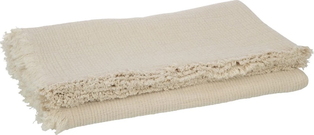Béžový mušelínový pléd so strapcami Muslin - 130*180 cm