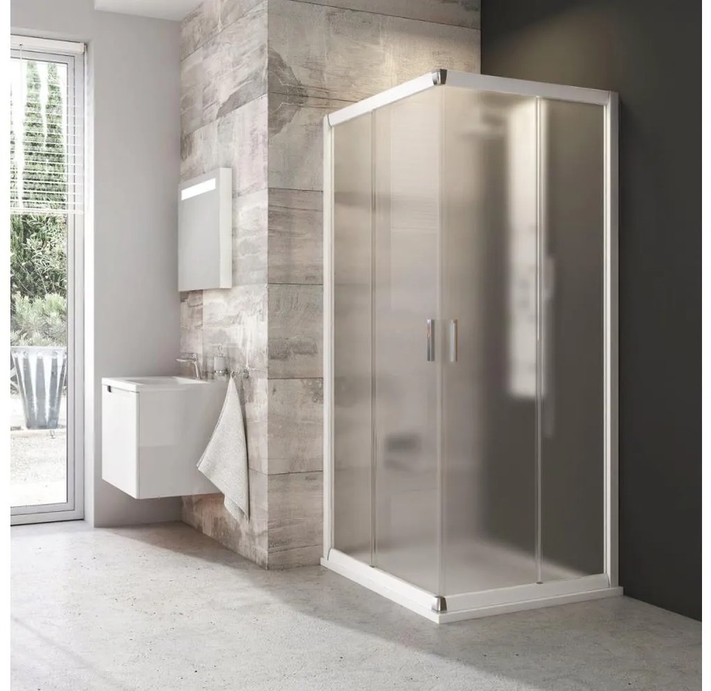 Ravak 1LV40100ZG - Rohový štvordielny sprchový kút BLIX 80x80 cm biely