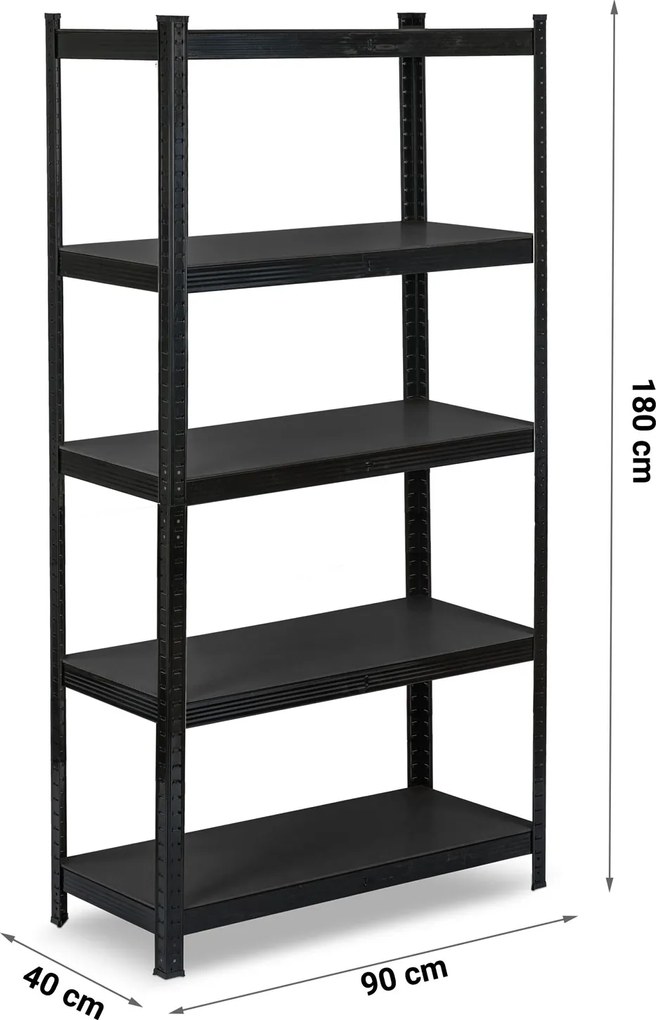 Kovový úložný regál 180 x 90 x 40 cm Humberg HR-851 čierny