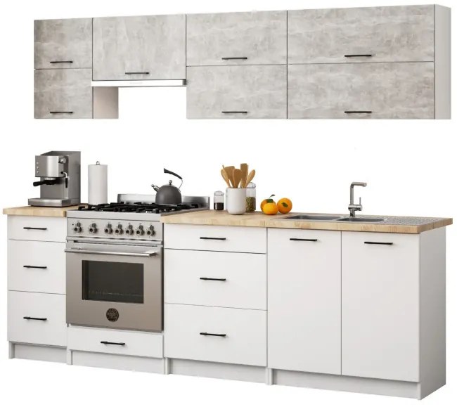 Horná kuchynská skrinka OLIWIA W80 G2 H580 biela / betón