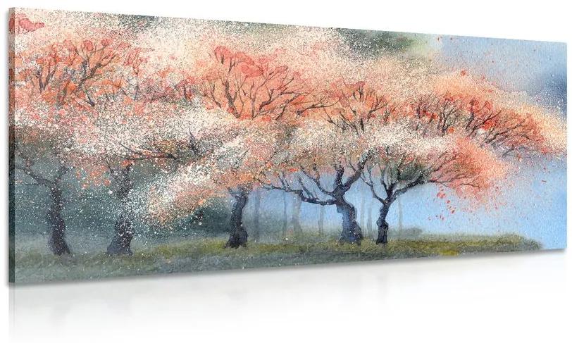 Obraz akvarelové kvitnúce stromy Varianta: 100x50