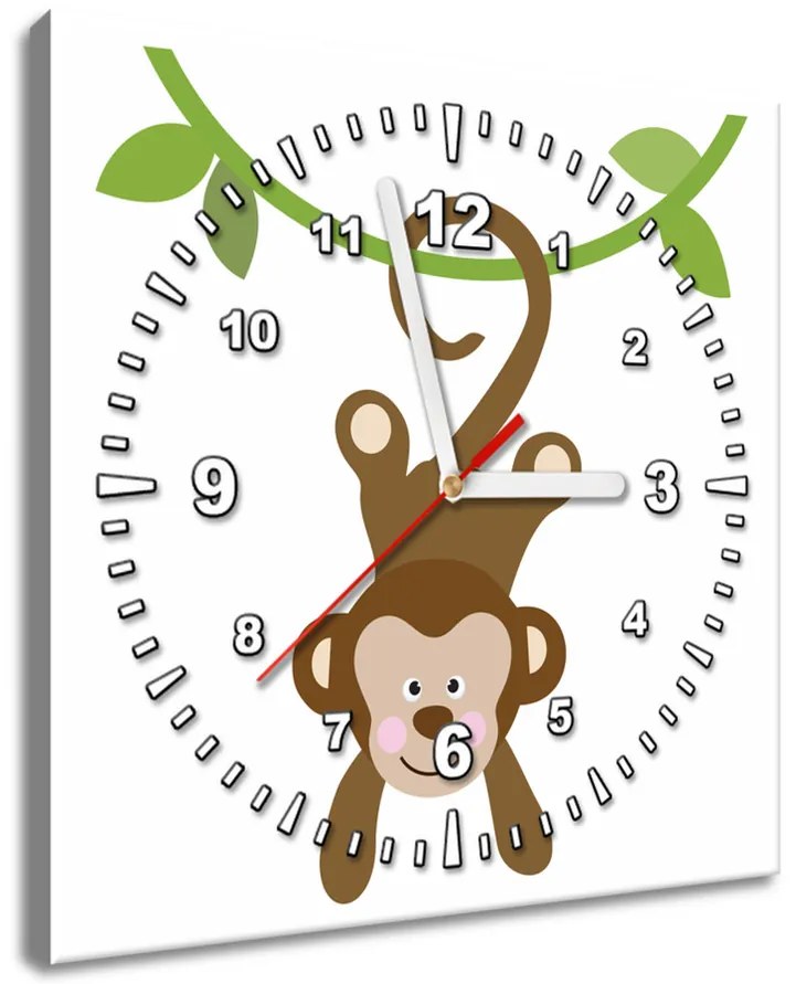 Gario Obraz s hodinami Opička na lane Rozmery: 30 x 30 cm