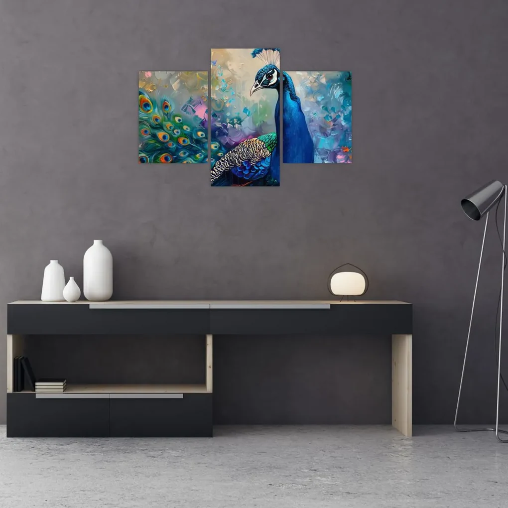 Obraz - Maľba páva (90x60 cm)