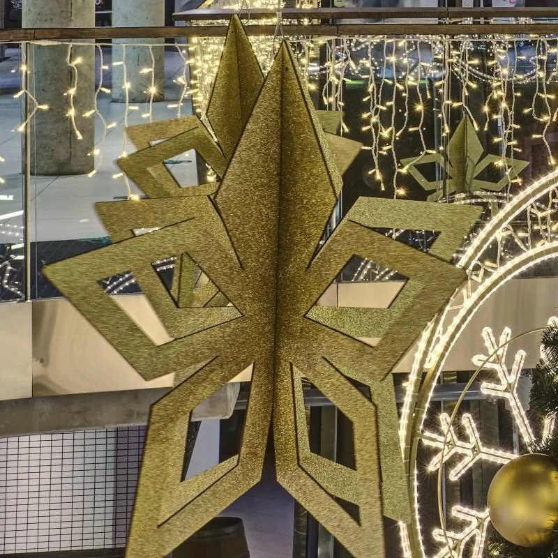 DECOLED Zlatá hviezda, 3D, 80 cm