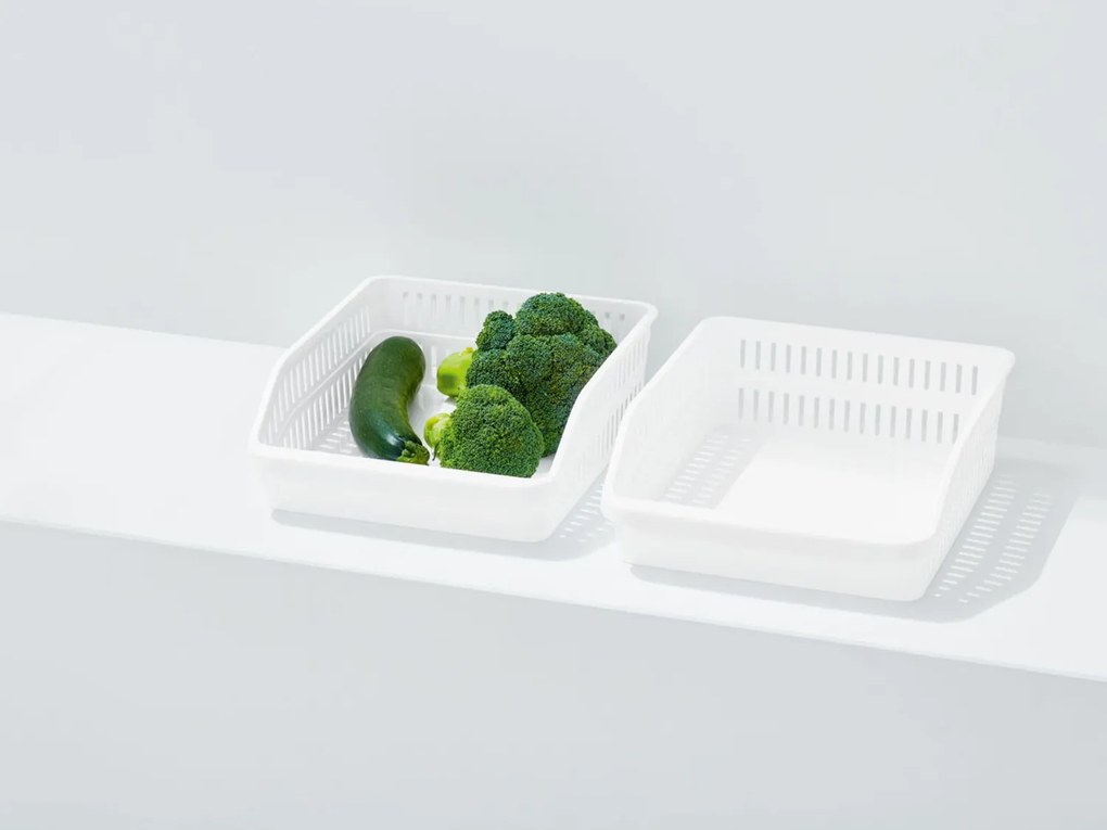 Orion Organizér, košík do chladničky aj police – ADEL plochý, biely, 26 x 30 x 10 cm