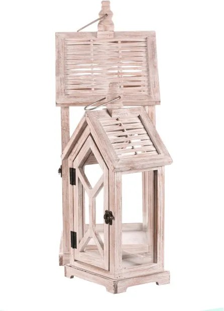 Set dvoch drevených lampášov biely DA209 WT (2 ks)