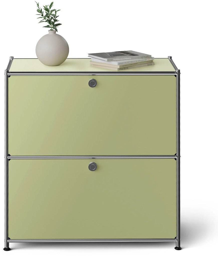 Nízka kovová komoda »CN3« s výklopnými priečinkami, pistáciová