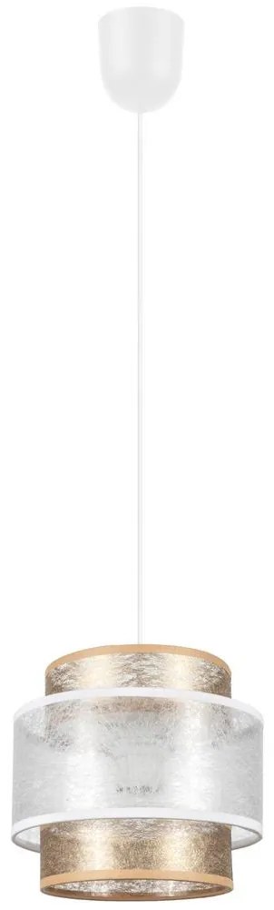 Luster na lanku GABI 1xE27/60W/230V zlatá/biela pr. 20 cm