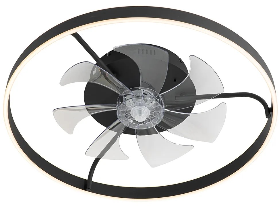Stropný ventilátor čierny 70 cm vrátane stmievateľnej LED s diaľkovým ovládaním - Maddy