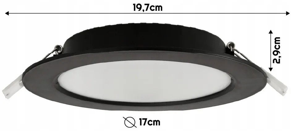 BERGE LED panel zapustený okrúhly 12W - 1320lm - 4000K - čierny