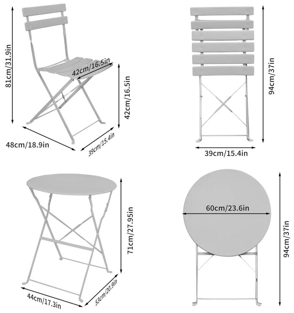 Skladacia súprava záhradného nábytku ORION šedá