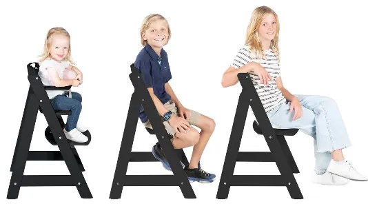 roba Detská drevená vysoká jedálenská stolička Sit Up (čierna/flex)  (100306933)