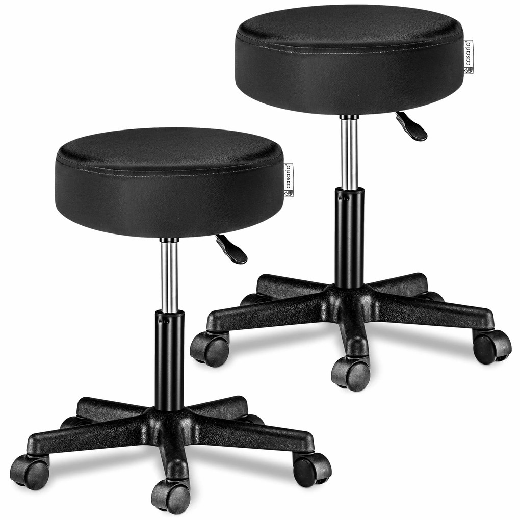 Taburetka na kolieskach BONY, Ø35cm, čierna Casaria