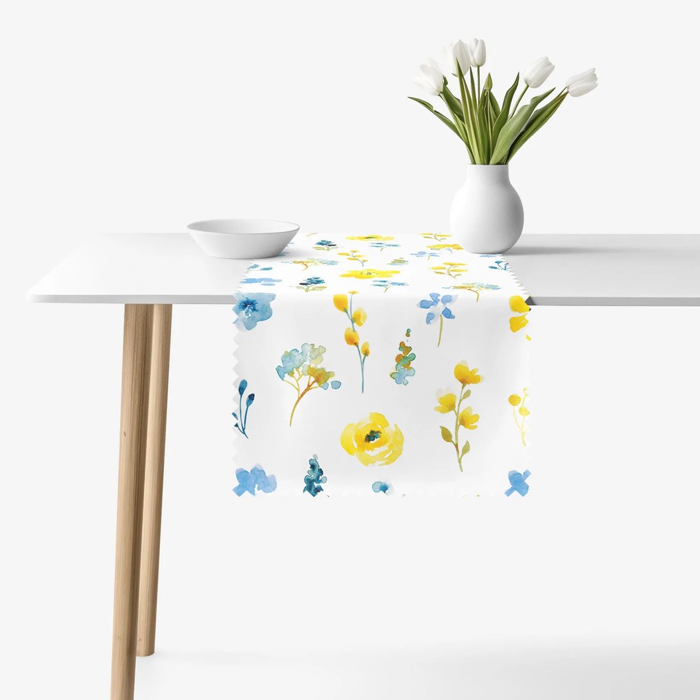Goldea behúň na stôl teflónový - svieža lúka 35x140 cm