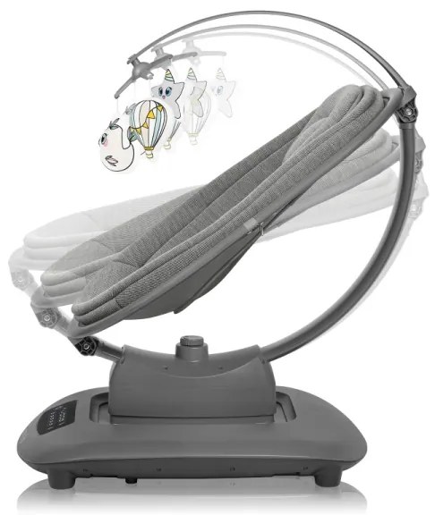 Lionelo - Detská hojdačka s melódiou BLOSSOM Grey Concrete + diaľkové ovládanie