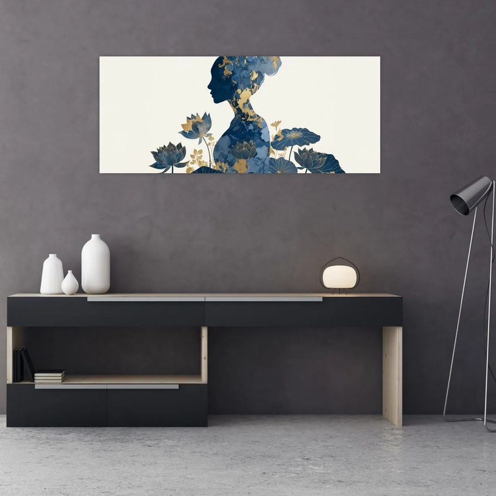 Obraz - Mramorový profil ženy (120x50 cm)