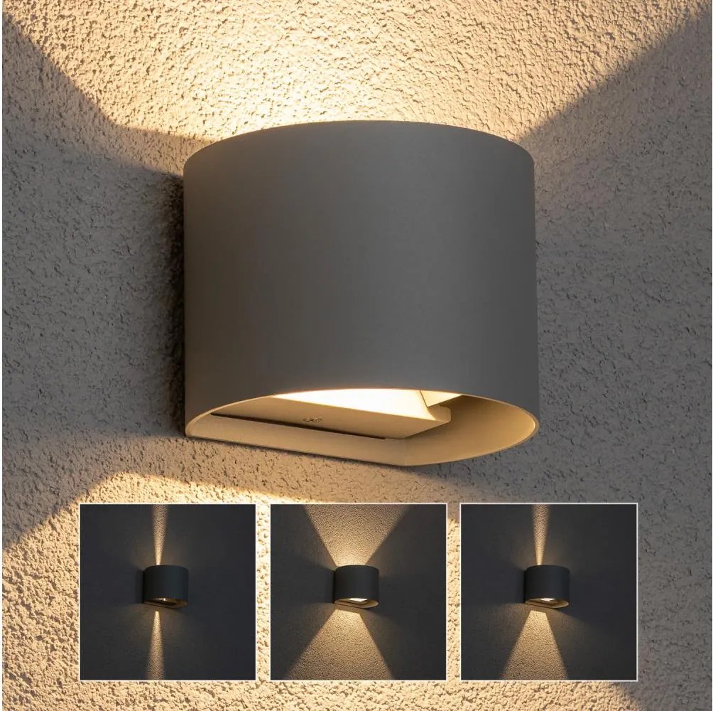 Brilagi - LED Vonkajšie nástenné svietidlo RONDO LED/6W/230V šedá IP54
