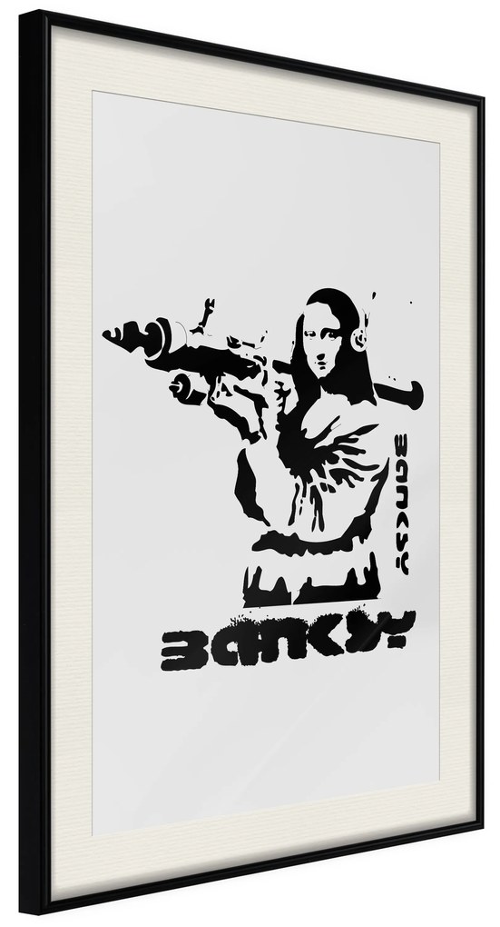 Artgeist Plagát - Mona Lisa with a Bazooka [Poster] Veľkosť: 20x30, Verzia: Čierny rám