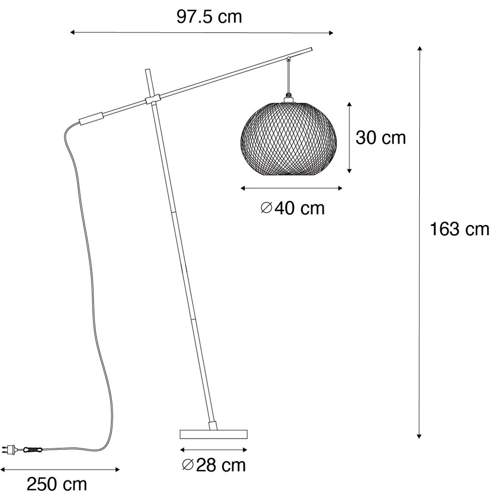 Orientálna vonkajšia stojaca lampa bambus IP44 - Rafael