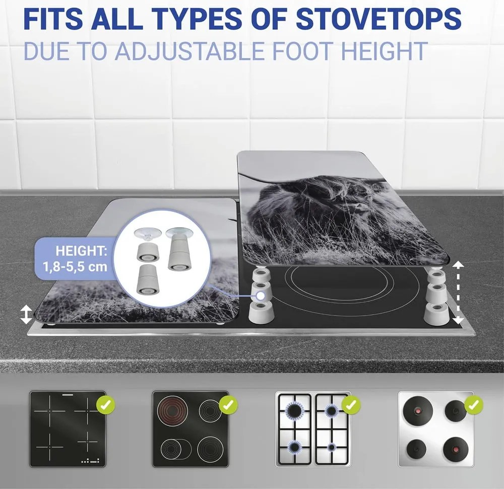 Kryty na sporák v súprave 2 ks z tvrdeného skla 30x52 cm Universal Highland Cattle – Wenko